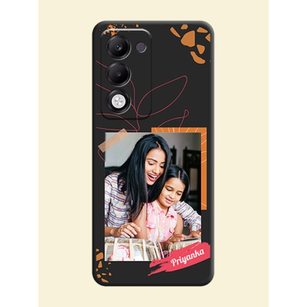 Orange Photo Frame On Space Black Custom Soft Matte Mobile Back Cover - Oppo k13x 5G Orange Photo Frame On Space Black Custom Soft Matte Mobile Back Cover - Oppo k13x 5G