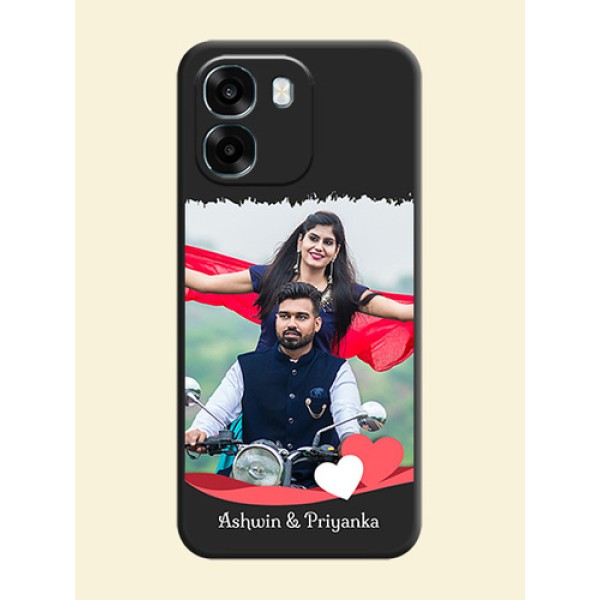 Pin Color Love Shaped Ribbon Design with Text On Space Black Custom Soft Matte Mobile Back Cover - Oppo K14 5G Pin Color Love Shaped Ribbon Design with Text On Space Black Custom Soft Matte Mobile Back Cover - Oppo K14 5G