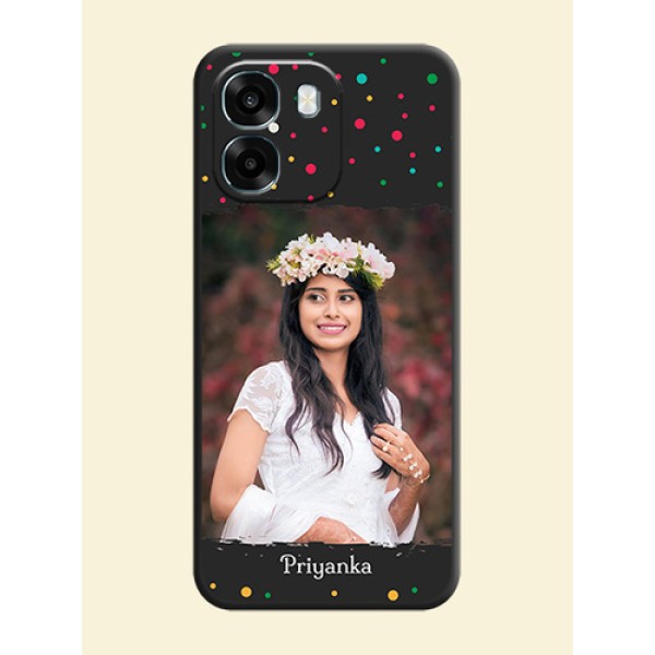 Multicolor Dotted Pattern with Text On Space Black Custom Soft Matte Mobile Back Cover - Oppo K14 5G