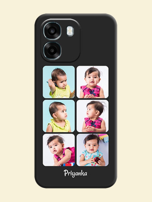 Floral Art with 6 Image Holder on Photo On Space Black Custom Soft Matte Mobile Back Cover - Oppo K14 5G