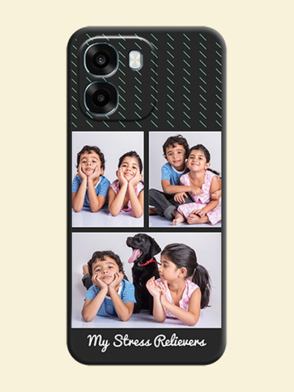 Cross Dotted Pattern with 2 Image Holder On Space Black Custom Soft Matte Mobile Back Cover - Oppo K14 5G