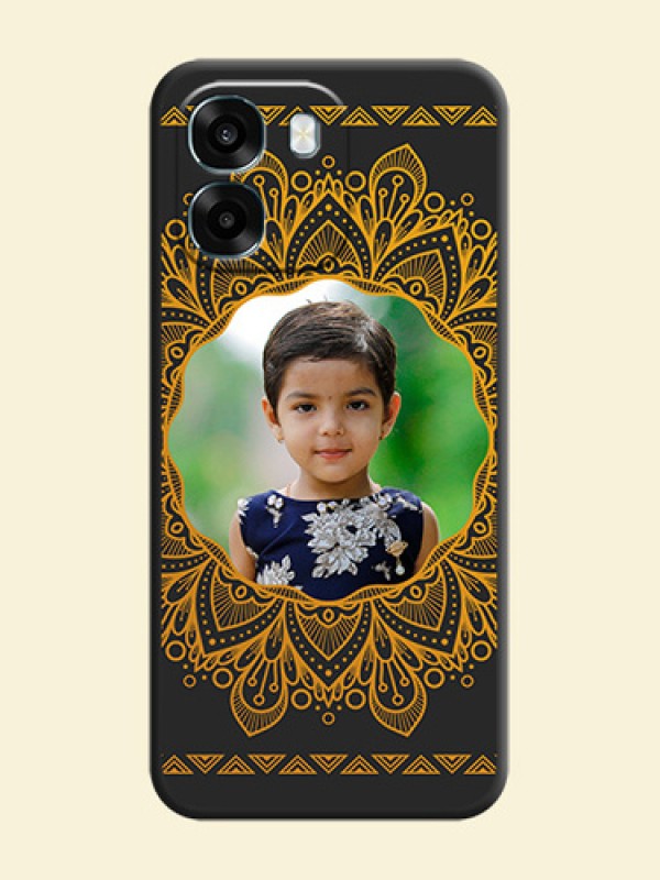 Round Image with Floral Design On Space Black Custom Soft Matte Mobile Back Cover - Oppo K14 5G