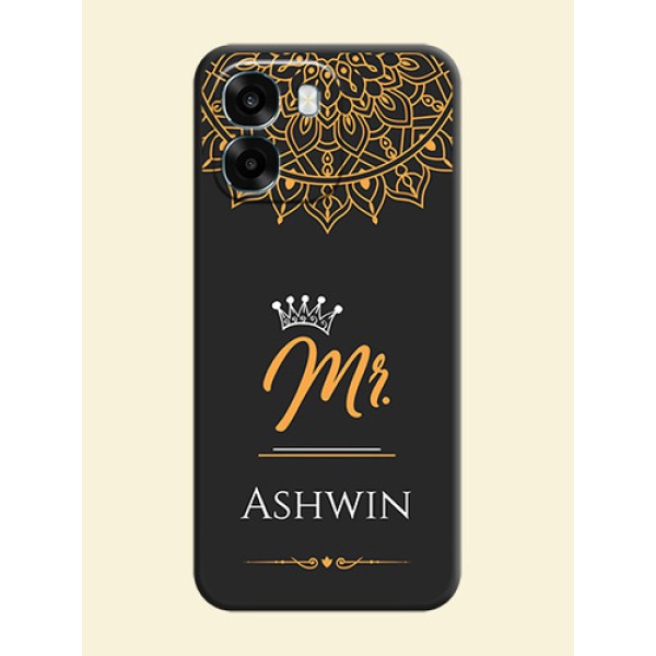 Mr Name with Floral Design On Space Black Custom Soft Matte Mobile Back Cover - Oppo K14 5G Mr Name with Floral Design On Space Black Custom Soft Matte Mobile Back Cover - Oppo K14 5G