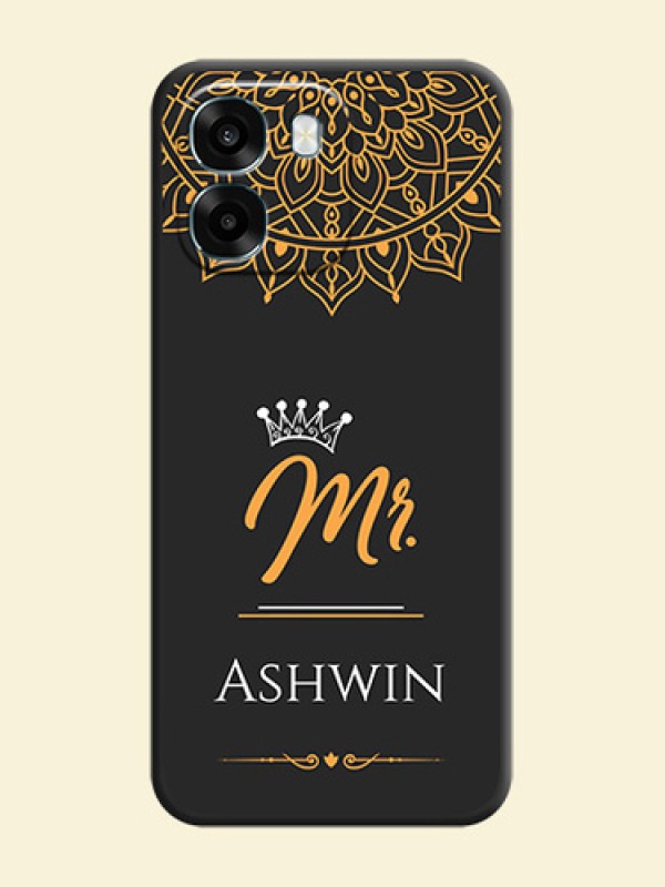 Mr Name with Floral Design On Space Black Custom Soft Matte Mobile Back Cover - Oppo K14 5G