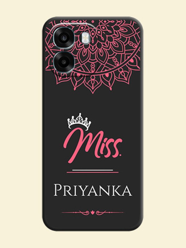 Mrs Name with Floral Design On Space Black Custom Soft Matte Mobile Back Cover - Oppo K14 5G