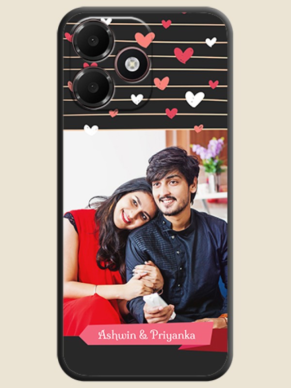 Love Pattern with Name on Pink Ribbon on Photo On Space Black Custom Soft Matte Mobile Back Cover - Oppo K14 Lite 4G