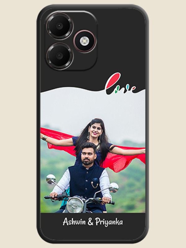 Fall in Love Pattern with Picture on Photo On Space Black Custom Soft Matte Mobile Back Cover - Oppo K14 Lite 4G