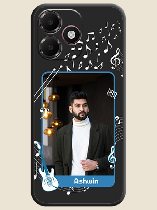 Musical Theme Design with Text on Photo On Space Black Custom Soft Matte Mobile Back Cover - Oppo K14 Lite 4G