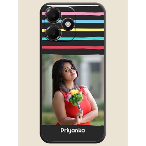 Multicolor Lines with Image On Space Black Custom Soft Matte Mobile Back Cover - Oppo K14 Lite 4G
