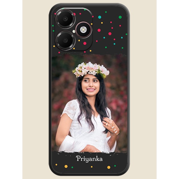 Multicolor Dotted Pattern with Text On Space Black Custom Soft Matte Mobile Back Cover - Oppo K14 Lite 4G