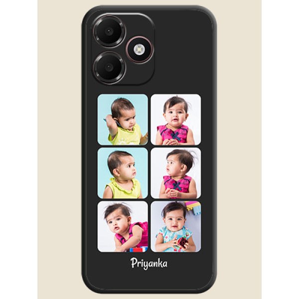 Floral Art with 6 Image Holder on Photo On Space Black Custom Soft Matte Mobile Back Cover - Oppo K14 Lite 4G Floral Art with 6 Image Holder on Photo On Space Black Custom Soft Matte Mobile Back Cover - Oppo K14 Lite 4G
