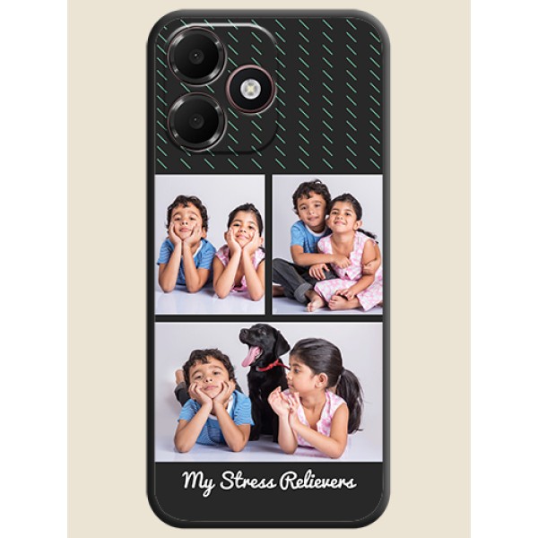 Cross Dotted Pattern with 2 Image Holder On Space Black Custom Soft Matte Mobile Back Cover - Oppo K14 Lite 4G