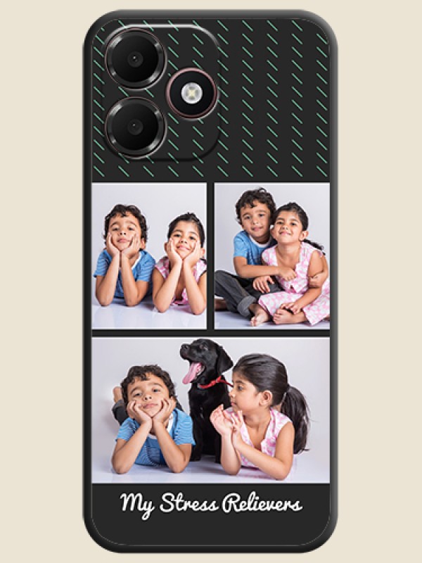 Cross Dotted Pattern with 2 Image Holder On Space Black Custom Soft Matte Mobile Back Cover - Oppo K14 Lite 4G