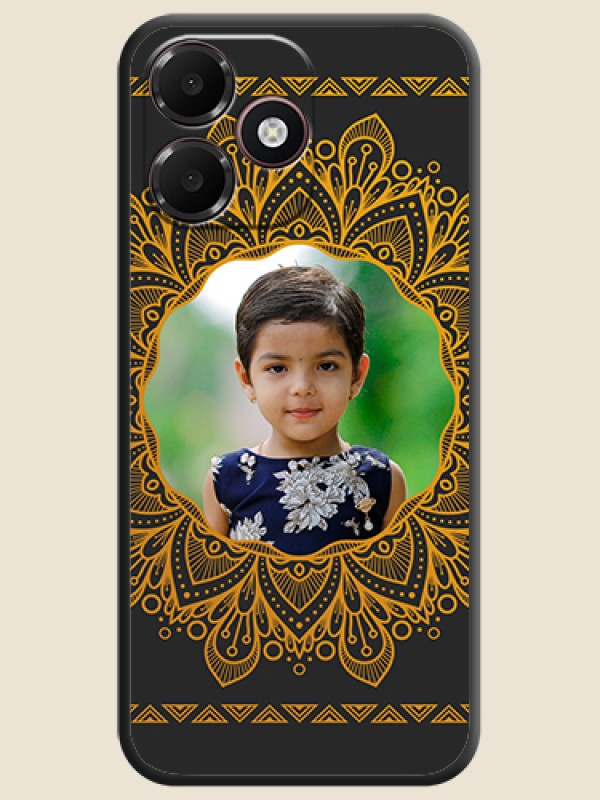Round Image with Floral Design On Space Black Custom Soft Matte Mobile Back Cover - Oppo K14 Lite 4G