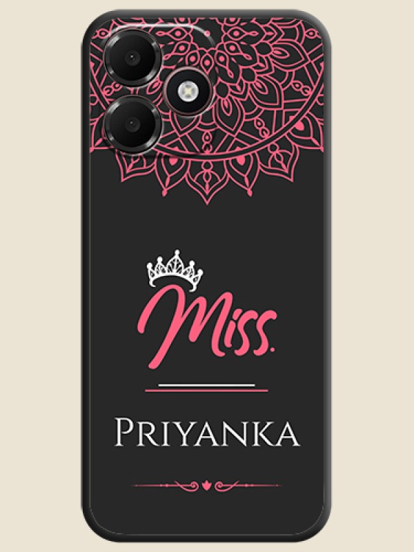 Mrs Name with Floral Design On Space Black Custom Soft Matte Mobile Back Cover - Oppo K14 Lite 4G