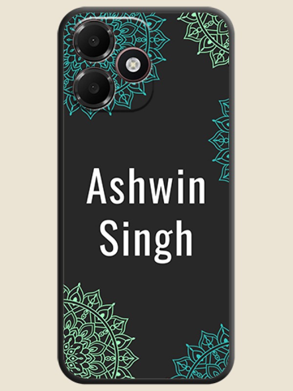 Your Name with Floral Design On Space Black Custom Soft Matte Mobile Back Cover - Oppo K14 Lite 4G