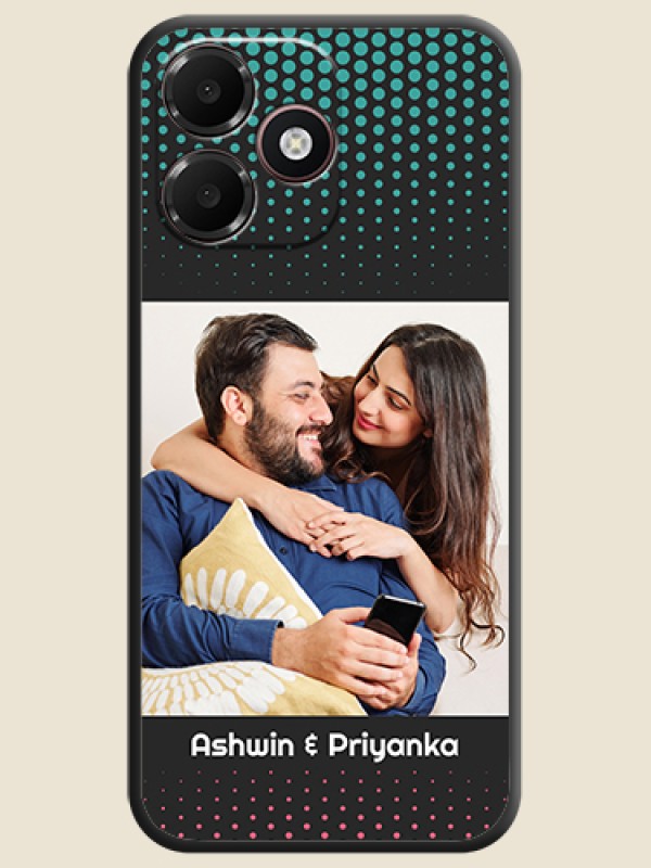 Faded Dots with Grunge Photo Frame and Text On Space Black Custom Soft Matte Mobile Back Cover - Oppo K14 Lite 4G