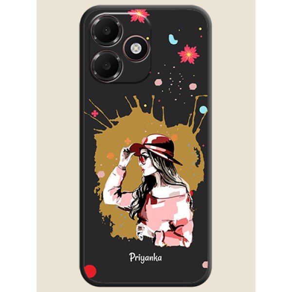 Mordern Lady With Color Splash Background With Custom Text On Space Black Custom Soft Matte Mobile Back Cover - Oppo K14 Lite 4G