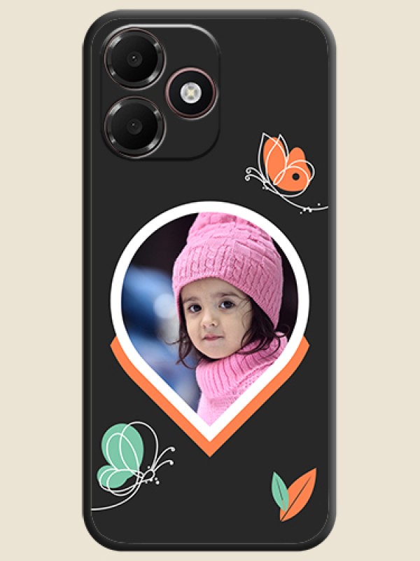 Upload Pic With Simple Butterly Design On Space Black Custom Soft Matte Mobile Back Cover - Oppo K14 Lite 4G