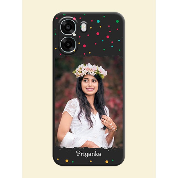 Multicolor Dotted Pattern with Text On Space Black Custom Soft Matte Mobile Back Cover - Oppo K14x 5G