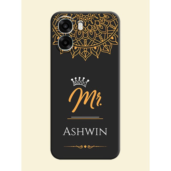 Mr Name with Floral Design On Space Black Custom Soft Matte Mobile Back Cover - Oppo K14x 5G Mr Name with Floral Design On Space Black Custom Soft Matte Mobile Back Cover - Oppo K14x 5G