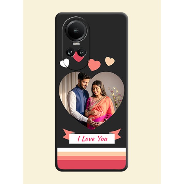 Love Shaped Photo with Colorful Stripes on Personalised Space Black Soft Matte Cases - Reno 10 5G Love Shaped Photo with Colorful Stripes on Personalised Space Black Soft Matte Cases - Reno 10 5G