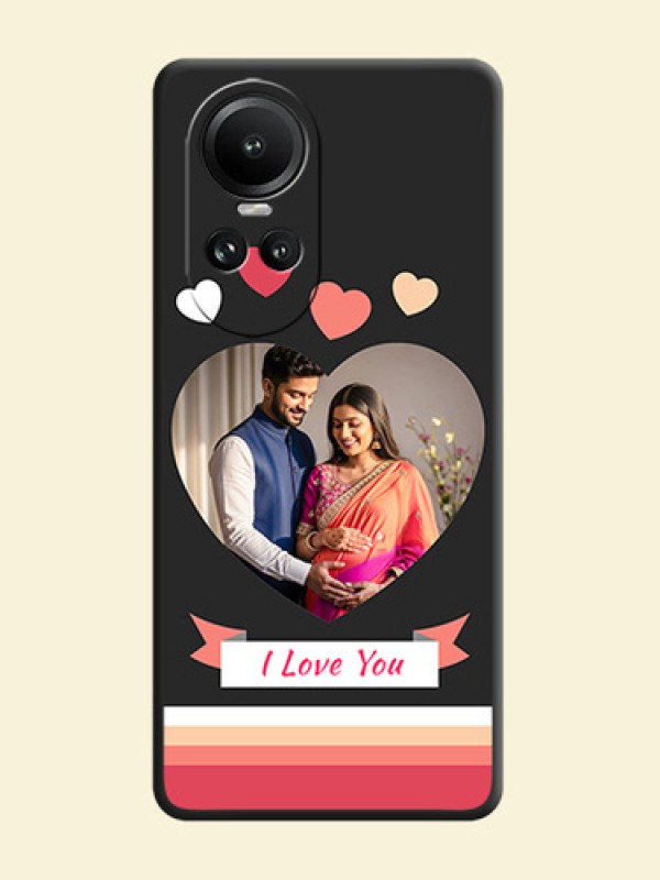 Love Shaped Photo with Colorful Stripes on Personalised Space Black Soft Matte Cases - Reno 10 5G