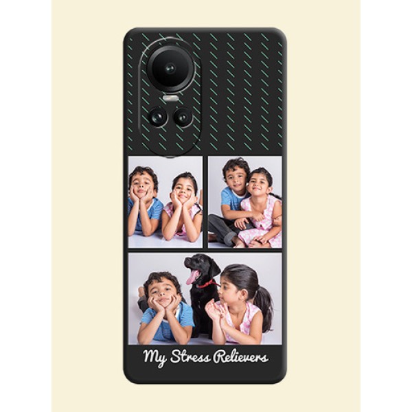 Cross Dotted Pattern with 2 Image Holder on Personalised Space Black Soft Matte Cases - Reno 10 5G Cross Dotted Pattern with 2 Image Holder on Personalised Space Black Soft Matte Cases - Reno 10 5G