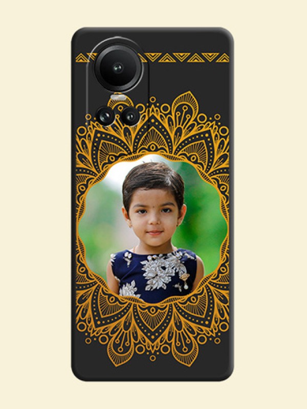 Round Image with Floral Design - Photo on Space Black Soft Matte Mobile Cover - Reno 10 5G
