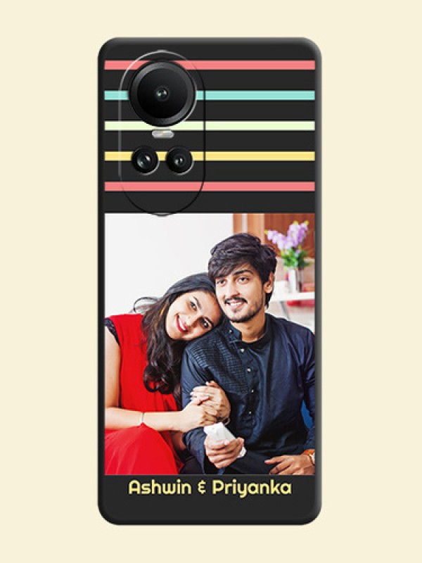 Color Stripes with Photo and Text - Photo on Space Black Soft Matte Mobile Case - Reno 10 5G