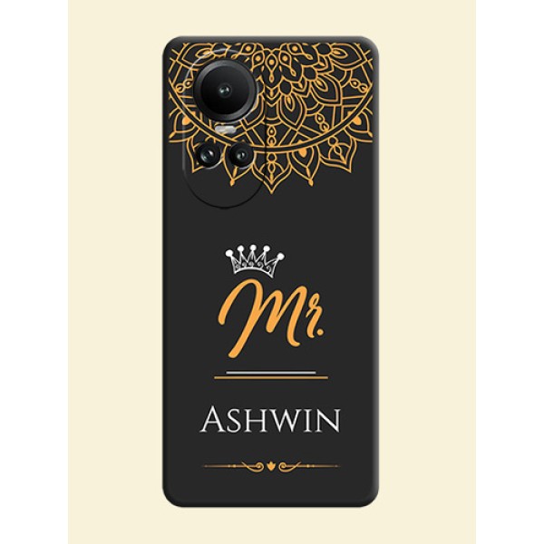 Mr Name with Floral Design on Personalised Space Black Soft Matte Cases - Reno 10 5G Mr Name with Floral Design on Personalised Space Black Soft Matte Cases - Reno 10 5G