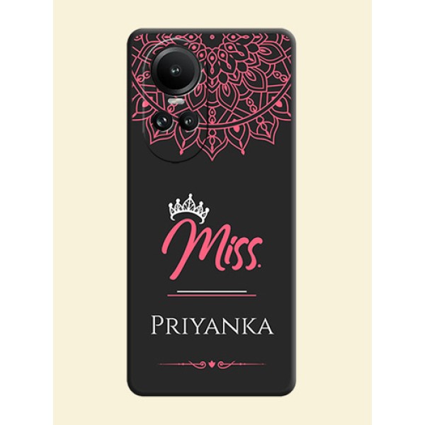Mrs Name with Floral Design on Space Black Personalized Soft Matte Phone Covers - Reno 10 5G Mrs Name with Floral Design on Space Black Personalized Soft Matte Phone Covers - Reno 10 5G