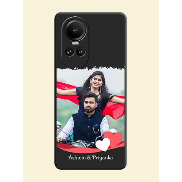 Pink Color Love Shaped Ribbon Design with Text on Space Black Custom Soft Matte Phone Back Cover - Reno 10 Pro 5G Pink Color Love Shaped Ribbon Design with Text on Space Black Custom Soft Matte Phone Back Cover - Reno 10 Pro 5G