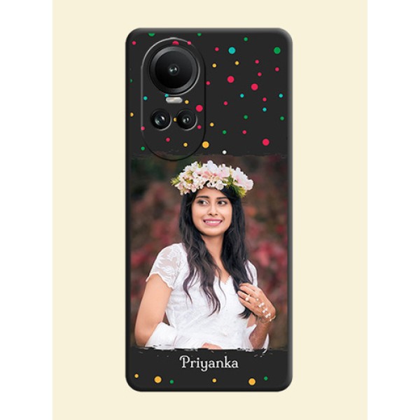Multicolor Dotted Pattern with Text on Space Black Custom Soft Matte Phone Back Cover - Reno 10 Pro 5G Multicolor Dotted Pattern with Text on Space Black Custom Soft Matte Phone Back Cover - Reno 10 Pro 5G