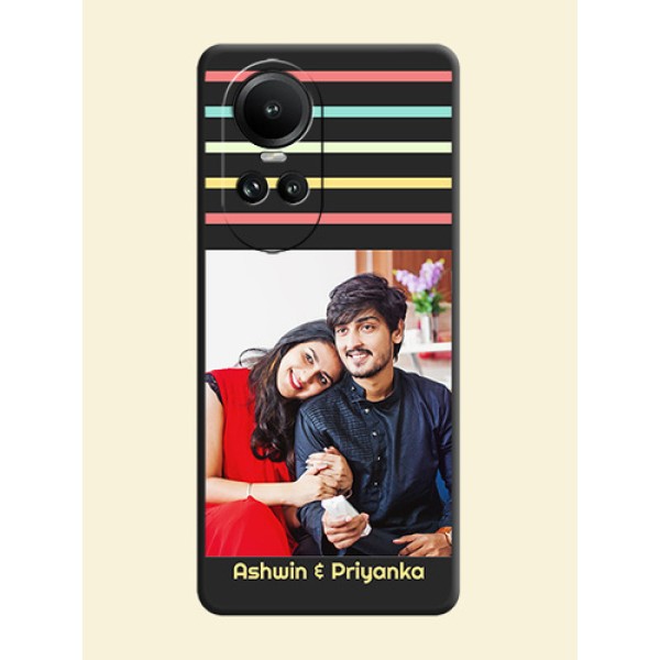 Color Stripes with Photo and Text - Photo on Space Black Soft Matte Mobile Case - Reno 10 Pro 5G Color Stripes with Photo and Text - Photo on Space Black Soft Matte Mobile Case - Reno 10 Pro 5G