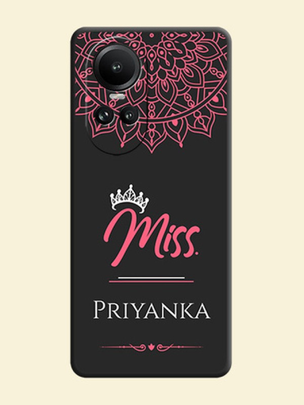 Mrs Name with Floral Design on Space Black Personalized Soft Matte Phone Covers - Reno 10 Pro 5G