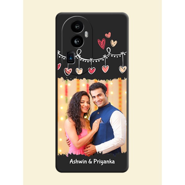 Pink Love Hangings with Name on Space Black Custom Soft Matte Phone Cases - Reno 10 Pro Plus 5G Pink Love Hangings with Name on Space Black Custom Soft Matte Phone Cases - Reno 10 Pro Plus 5G
