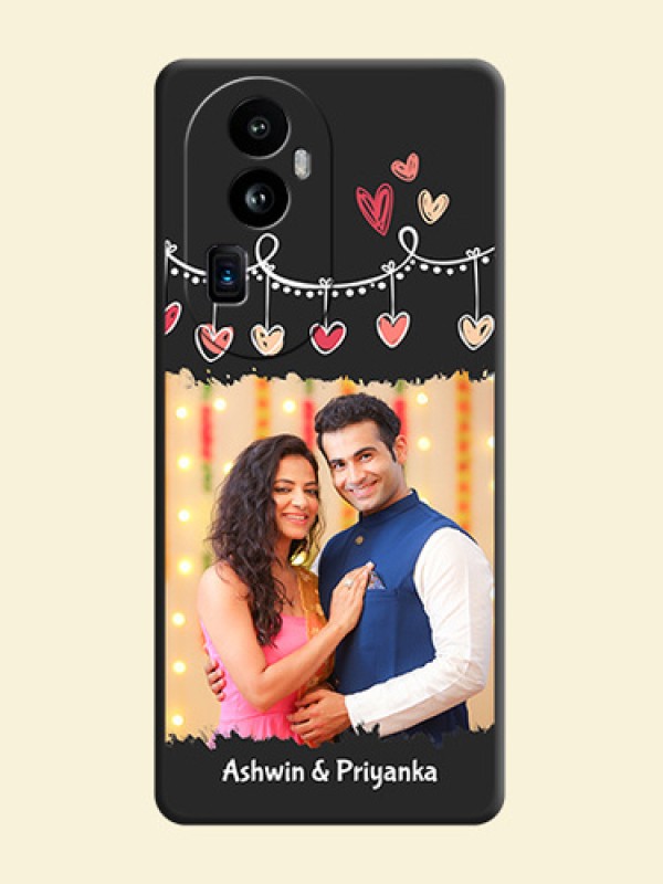 Pink Love Hangings with Name on Space Black Custom Soft Matte Phone Cases - Reno 10 Pro Plus 5G