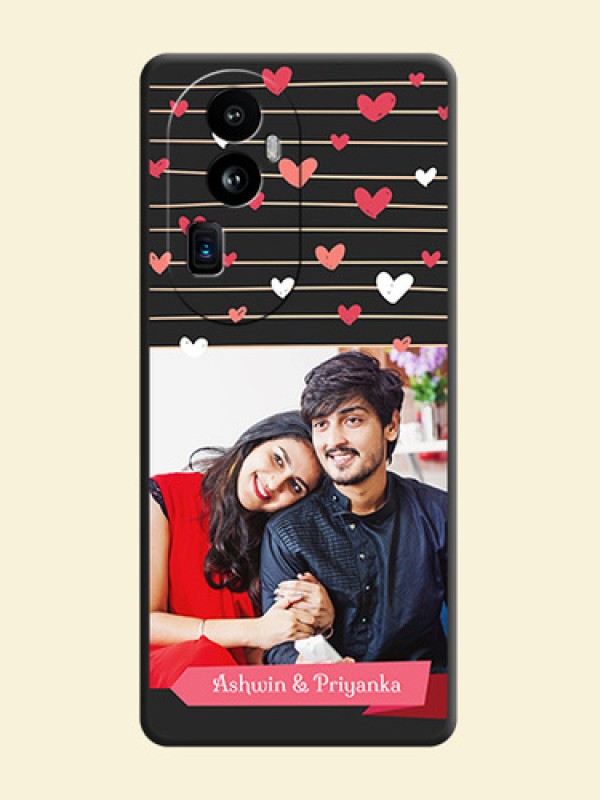 Love Pattern with Name on Pink Ribbon - Photo on Space Black Soft Matte Back Cover - Reno 10 Pro Plus 5G