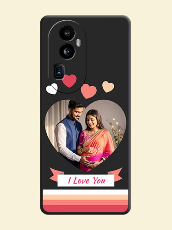 Love Shaped Photo with Colorful Stripes on Personalised Space Black Soft Matte Cases - Reno 10 Pro Plus 5G