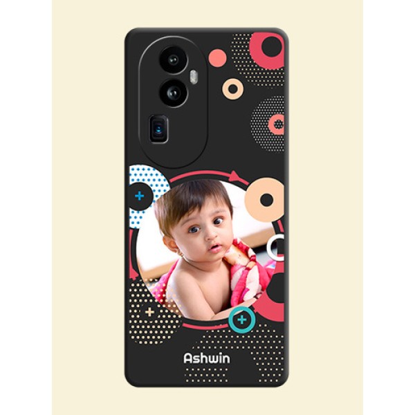 Multicoloured Round Image on Personalised Space Black Soft Matte Cases - Reno 10 Pro Plus 5G