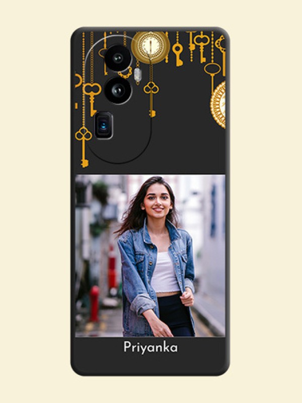 Decorative Design with Text on Space Black Custom Soft Matte Back Cover - Reno 10 Pro Plus 5G
