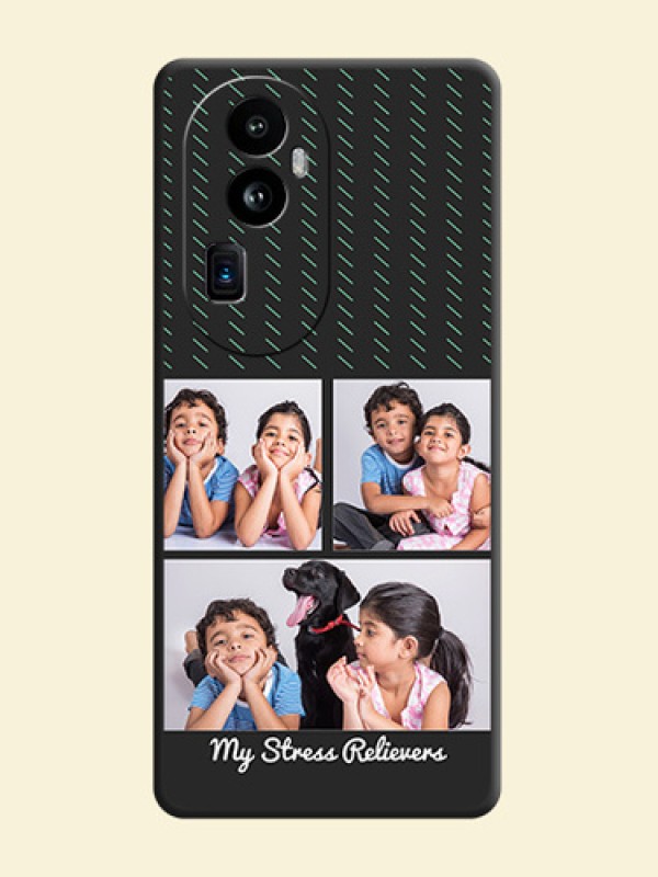 Cross Dotted Pattern with 2 Image Holder on Personalised Space Black Soft Matte Cases - Reno 10 Pro Plus 5G