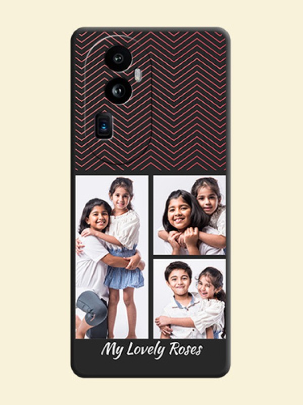 Wave Pattern with 3 Image Holder on Space Black Custom Soft Matte Back Cover - Reno 10 Pro Plus 5G