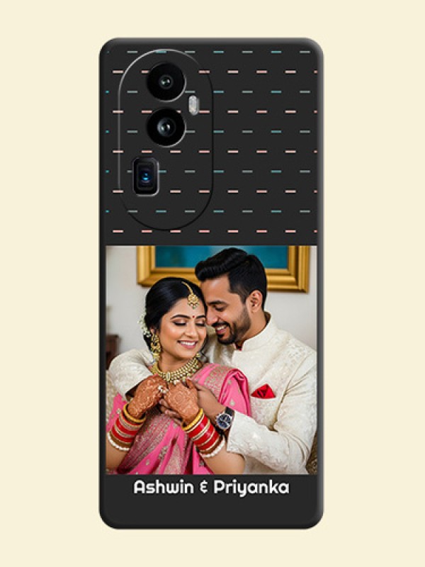 Line Pattern Design with Text on Space Black Custom Soft Matte Phone Back Cover - Reno 10 Pro Plus 5G