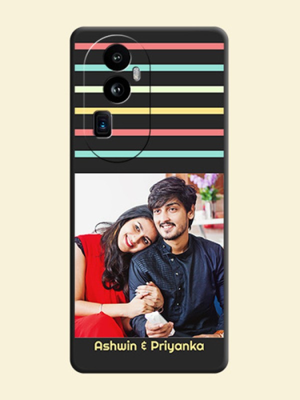 Color Stripes with Photo and Text - Photo on Space Black Soft Matte Mobile Case - Reno 10 Pro Plus 5G
