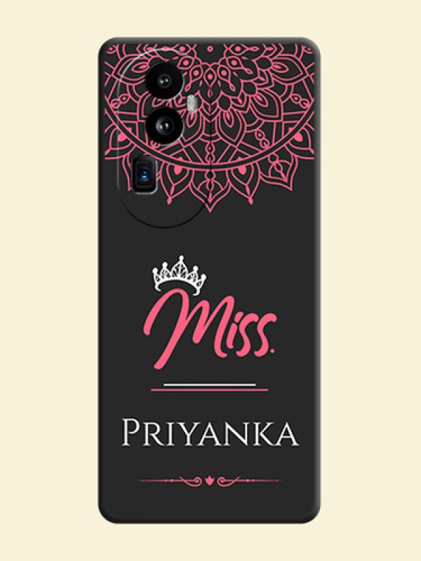 Mrs Name with Floral Design on Space Black Personalized Soft Matte Phone Covers - Reno 10 Pro Plus 5G