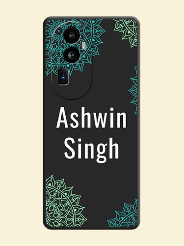 Your Name with Floral Design on Space Black Custom Soft Matte Back Cover - Reno 10 Pro Plus 5G