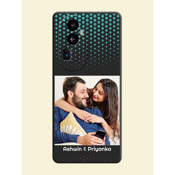 Faded Dots with Grunge Photo Frame and Text on Space Black Custom Soft Matte Phone Cases - Reno 10 Pro Plus 5G Faded Dots with Grunge Photo Frame and Text on Space Black Custom Soft Matte Phone Cases - Reno 10 Pro Plus 5G