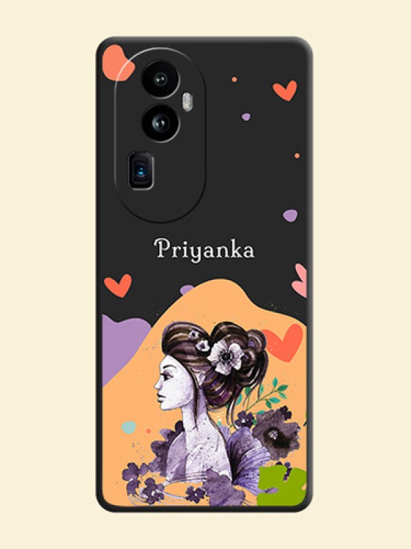 Namecase For Her With Fancy Lady Image On Space Black Personalized Soft Matte Phone Covers - Reno 10 Pro Plus 5G